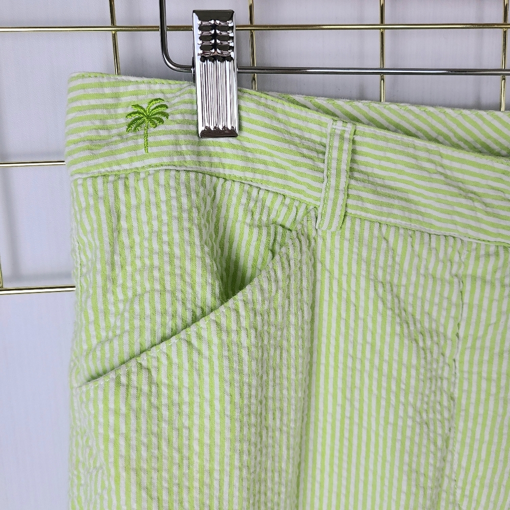 Lilly Pulitzer White Label Green White Striped Seersucker Vintage Cropped Pants - Picture 4 of 10